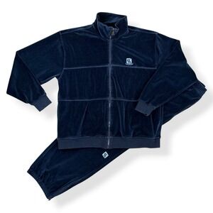 Karl Kani Sweatpants Set Men Large Blue Velour Zip Jacket Jogger Tracksuit VTG